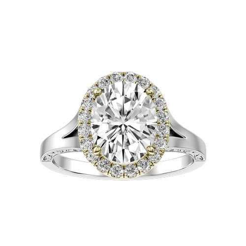 Oval Natural Diamond Bridal Ring — down